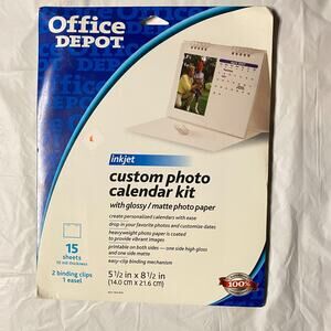 Office Depot New InkJet Custom Photo Calendar Kit Glossy/Matte 5.5" x 8.5"